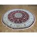 Hand Knotted Red Nain with Wool & Silk Oriental Rug (9' x 9') - 9' x 9'