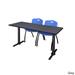 Cain Blue Melamine Laminate 66-inch x 24-inch Training Table and 2 M Stacking Chairs