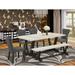 East West Furniture Dining Table Set- a Dining Table and Dark Gotham Linen Fabric Parsons Chairs, Black(Pieces Options)