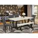 East West Furniture Dining Table Set- a Dining Table and Dark Gotham Linen Fabric Upholstered Chairs, Black(Pieces Options)