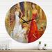 East Urban Home Lady in Dress & Lady in Red Dress I - Modern wall clock Metal in White | 36 H x 36 W x 1 D in | Wayfair