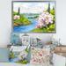 East Urban Home Spring Landscape Under a Bright Sky - Painting on Canvas Canvas, Cotton in Blue | 24" H x 32" W x 1.5" D | Wayfair