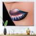 East Urban Home Creative & Fashion Make up on Woman Lips - Photograph on Canvas Metal in Blue | 30 H x 40 W x 1 D in | Wayfair