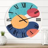 East Urban Home Minimal Elementary Organic & Geometric Compostions XXIV - Modern wall clock Metal in Red | 16 H x 16 W x 1 D in | Wayfair