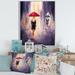 East Urban Home The Woman w/ the Umbrella Walking in the Rain II - Painting on Canvas in Indigo | 20 H x 12 W x 1 D in | Wayfair