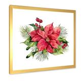 East Urban Home Holly Mistletoe Berries & Christmas Fir Branch I - Painting on Canvas in Red/White | 16 H x 16 W x 1 D in | Wayfair