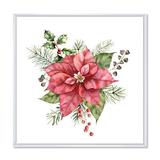 East Urban Home Holly Mistletoe Berries & Christmas Fir Branch II - Painting on Canvas in Red/White | 30 H x 30 W x 1 D in | Wayfair