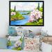 East Urban Home Spring Landscape Under a Bright Sky - Painting on Canvas Canvas, Cotton in Blue | 24" H x 32" W x 1.5" D | Wayfair