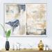 East Urban Home Abstract Pink Gold Beige & Dark Pastel Strokes - Floater Frame Painting on Canvas in Blue/Brown | 12 H x 20 W x 1 D in | Wayfair