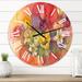 East Urban Home Tulips Bouquet w/ Yellow & Red Flowers - Farmhouse wall clock Metal in Red/Yellow | 16 H x 16 W x 1 D in | Wayfair