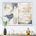 East Urban Home Abstract Pink Gold Beige & Dark Pastel Strokes - Floater Frame Painting on Canvas Metal in Blue/Brown | 24 H x 32 W x 1 D in | Wayfair