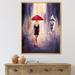 East Urban Home The Woman w/ the Umbrella Walking in the Rain II - Painting on Canvas Metal in Indigo | 32 H x 16 W x 1 D in | Wayfair