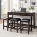 4-Piece Counter Height Table Set with Socket and Leather Pa