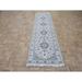 Hand Knotted Ivory Nain with Wool & Silk Oriental Rug (2'10" x 10'1") - 2'10" x 10'1"