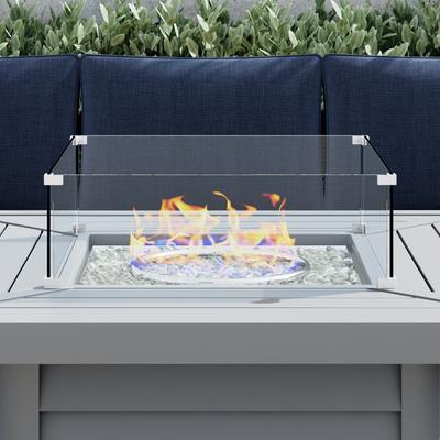 Corvus 21.6" x 21.6" Square Tempered Glass Wind Guard For Fire Pits