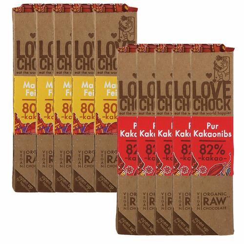 Lovechock Bio rohe Schokolade: 5 x Pur-Kakaonibs + Mandel-Feige 1 St Schokolade