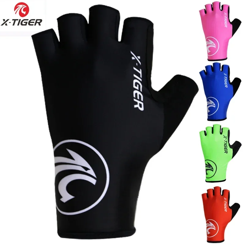X-Tiger-Gants de cyclisme coupe-vent pour hommes et femmes, mitaines de sport, demi-doigt, vélo anti-alde, course, vélo, sport de plein air