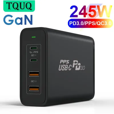 TQUQ – chargeur GaN 245W USB-C adaptateur secteur 4 ports PD 100W PPS 65W 45W QC4.0 pour MacBook