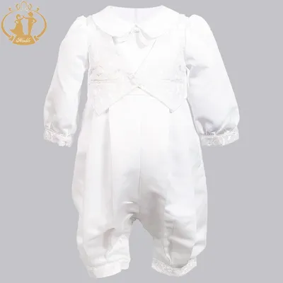Tenues de baptême pour nouveau-né garçon vêtements en coton tissu fin simple boutonnage solide