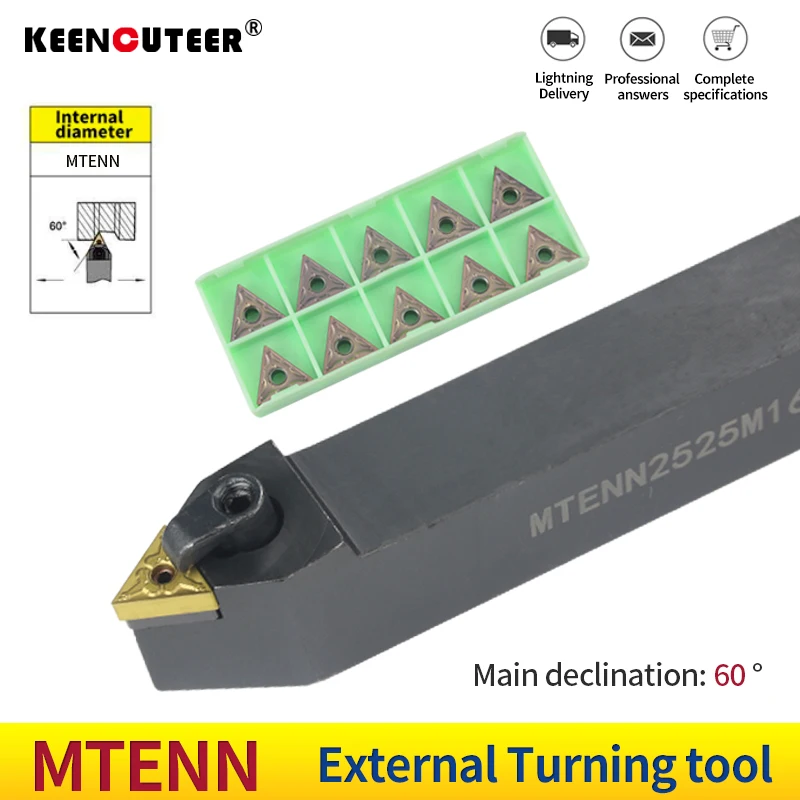 MTENN2020K16 MTENN1616H16 MTENN2525M16 Porte-outil de tournage externe, TNMG16 Inserts en carbure, outils tour a metaux MTENN, ensemble d'outils pour Machine de découpe outils de tournage.