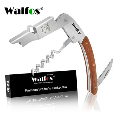 WALFOS – ouvre-bouteille professionnel avec tire-bouchon et coupe-feuille cadeau pour les amateurs