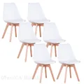 Ensemble de 6 chaises de salle à manger modernes et minimalistes, siège rembourré en PU, pieds en bois de hêtre, chaise nordique pour cuisine, salon, salle à manger, restaurant