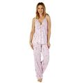 Slenderella GL4713 Women's Gaspe Pink Floral Lace Pyjama Set Medium