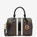 Michael Kors Bags | Mk Bedford Small Logo Stripe Satchel | Color: Brown/Gold | Size: 11.5”W X 9”H X 6”D