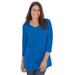 Plus Size Women's Perfect Three-Quarter Sleeve V-Neck Tee by Woman Within in Bright Cobalt (Size L) Shirt