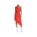 Joie Womens Hafsa Silk One Shoulder Midi Dress Red XS