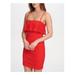 GUESS Womens Red Lace Ruffled Spaghetti Strap Sweetheart Neckline Mini Body Con Cocktail Dress Size 8