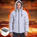 Mid-Ten Men's Lightweight Padded Heated Jacket USB Heater Hunting Vest Boy Electric Heated Coat Hooded Heating Winter Clothes Thermal Outdoor Hoodies Heating Pad Outwear (Power Supply Optional)