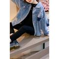 Kids Girls Trending Long Sleeve Collar Neck Denim Jacket