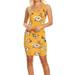 Women's Printed Casual Sleeveless Bodycon Slim Stretch Racerback Tank Cami Dress Floral Mustard S