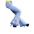 Women's Denim Casual Floral Bootcut Skinny Stretch Plus Size Pants