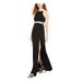 SEQUIN HEARTS Womens Black Slitted Sleeveless Halter Full-Length Fit + Flare Formal Dress Size 3