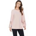 Dennis Basso Womens Caviar Crepe Tunic XL Lace Sleeve Blush A305105