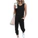 Sexy Dance Women Two Piece Tracksuits Outfit Crewneck Sleeveless Tank Blouse Tops And Sweat Pants Sweatsuit Solid Color Lounge Set Black M(US 6-8)