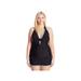 Jessica Simpson Women's Plus-Size Woodstock Whipstitch Retro One Piece Swimsuit, Black, 1X