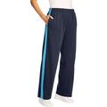 Woman Within Women's Plus Size Side Stripe Cotton French Terry Straight-Leg Pant - 30/32, Navy Paradise Blue