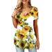 V-neck Tunic Top for Womens Tie Dye Printed Summer Tee Top Lady Short Sleeve Blouse T Top