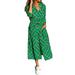 Sexy Dance Women's Boho Button Down Collar Long Sleeve Casual V Neck Floral Striped Plaidâ€‹ Printed Long Dresses Loose Sexy Split Long Maxi Shirt Dress Beach Sundress With Belt