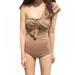 Women Floral Print Strap One-Piece Halter Pleated One-Shoulder Siamese Triangle Swimsuit