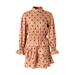 Listenwind Women Polka Dot Print Chiffon Dress Long Sleeve Ruffled Hem Mini Dress