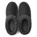 Men's Cozy Memory Foam Moccasin Suede Slippers with Fuzzy Plush Wool-Like Lining, Slip on Mules Clogs House Shoes with Indoor Outdoor Anti-Skid Rubber Sole