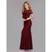 Ever-Pretty Women's Vintage Lace Illusion Long Maxi Prom Party Bridesmaid Dresses for Women 07752 Burgundy US4