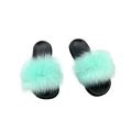 Avamo Faux Fur Slides Fuzzy Fluffy Slippers Flat Soft Sandals Open Toe Casual Shoes