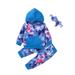 Xingqing Toddler Baby Girl Tie-dye Long Sleeve Front Pocket Hooded Tops +Long Pants+Headband 3pcs Outfits Blue 0-6 Months