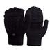 Half-finger Wool Gloves for Women and Men, Flip Cute Dual-use Wool Gloves Black