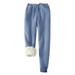 Listenwind Womens Fleece Lined Sweatpants Thick Track Pants Sherpa Pants Cotton Joggers With Pockets Blue